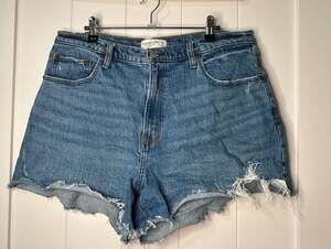 Abercrombie & Fitch The 4" Mom Short High Rise Distressed Denim Shorts